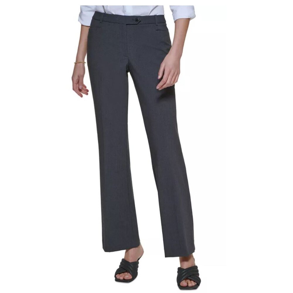 NWT Calvin Klein Women's Gray Fitted Slim High-Rise Modern Fit Pants Size: 12